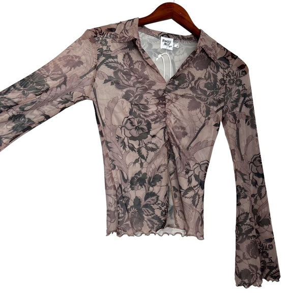 Princess Polly Carnival Long Sleeve Sheer Mesh Shirt - Picture 3 of 16